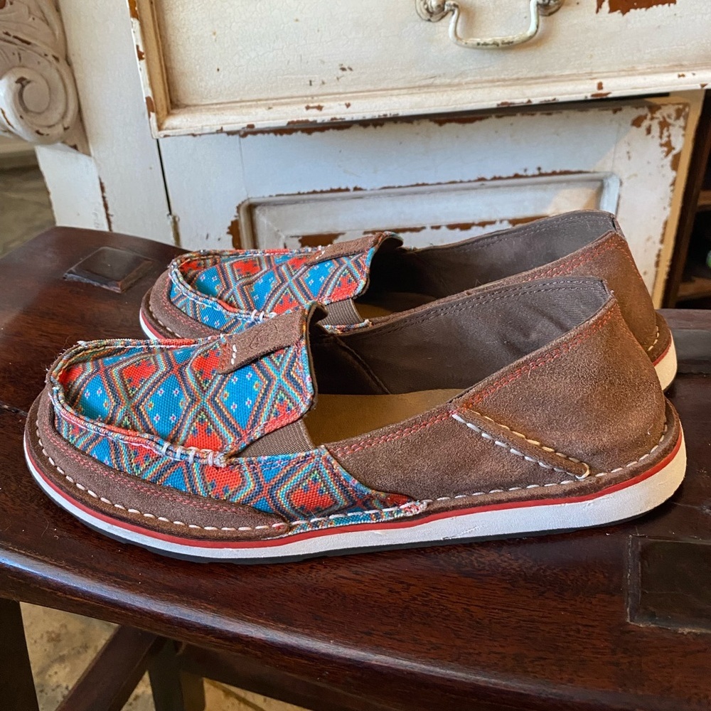Ariat Aztec Cruiser Leather Textile Slip on Shoes Women's size 8.B - Picture 2 of 8